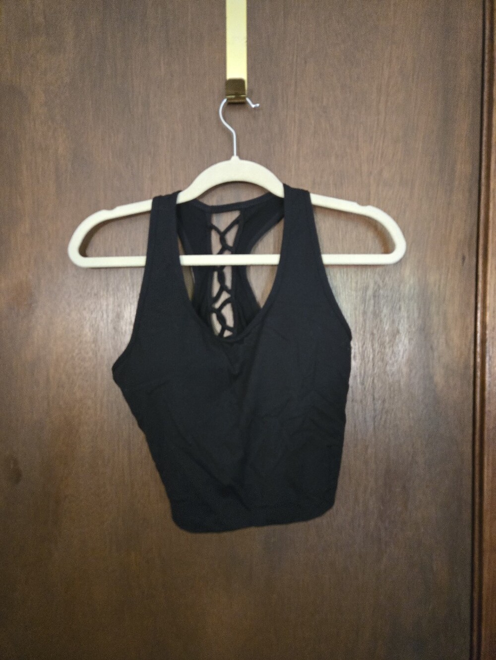 Black Strappy Back Crop Tank Top Senita Large